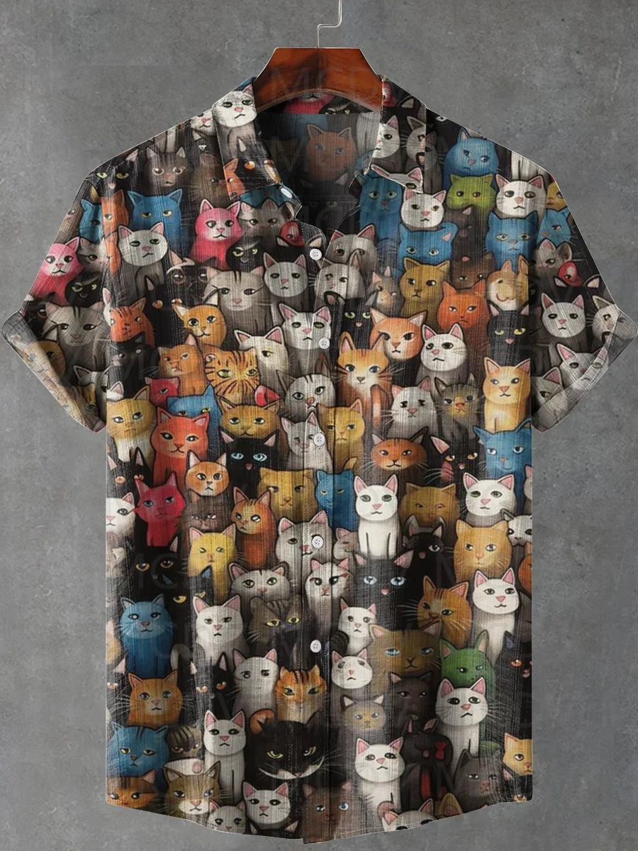 Cat Abstract Art Print T-shirt