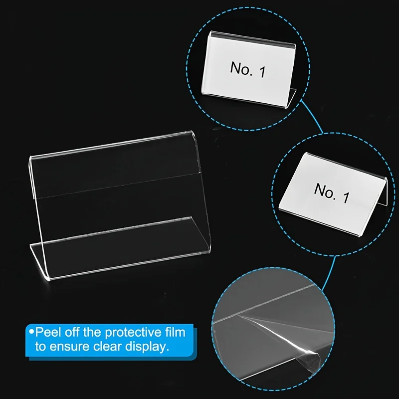 3pcs/set  Horizontal Tilt L-shaped Plastic Business Card Price Card Label Counter Stand, Suitable for Office, Store, Restaurant