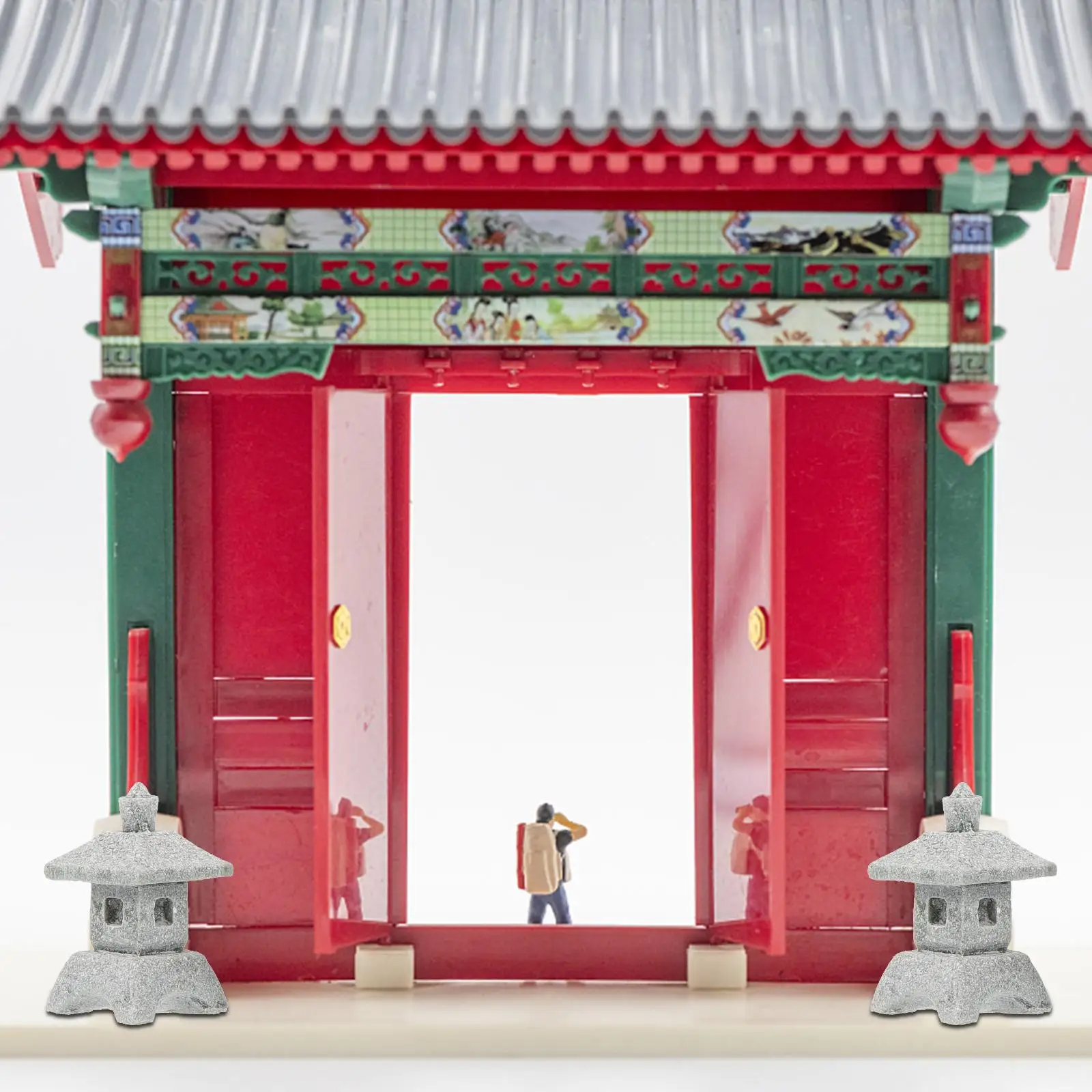 4 Pcs Decorations Office Fairy Figurines Bonsai Sandstone Pavilion Pagoda Statue