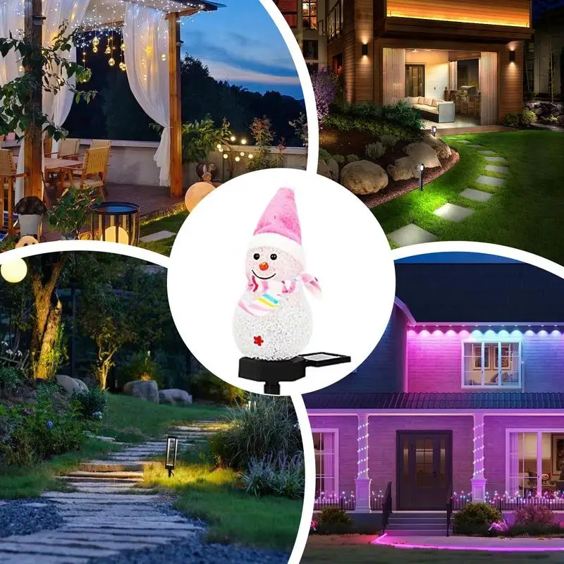 Christmas Snowman Solar Stake Lights Solar Powered Snowman Lights Waterproof Solar Christmas Decorations Outdoor Christmas For 5