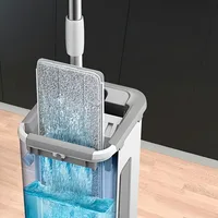 Self-Cleaning Spin Mop & Bucket Set - with Built-in Scraper for All Floors