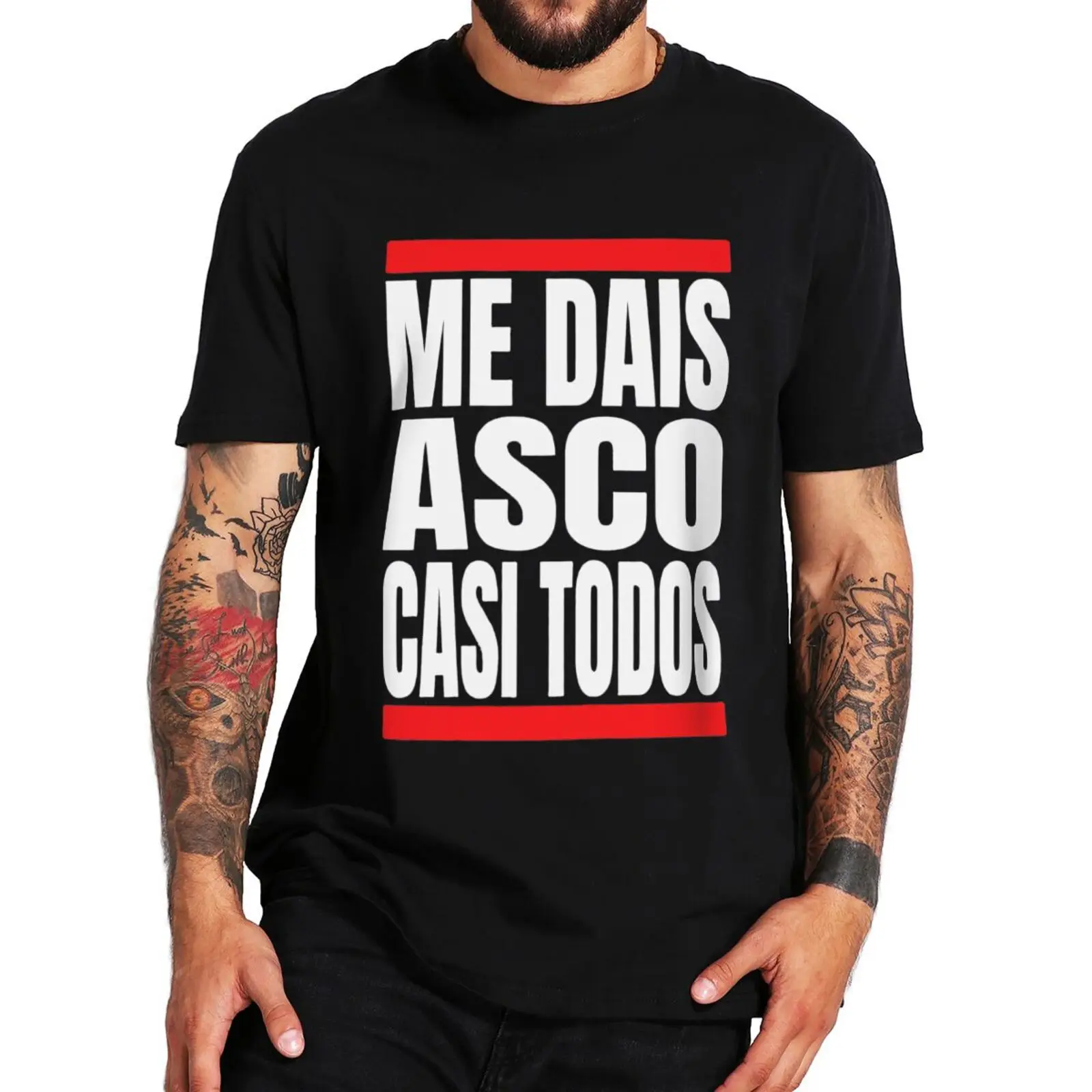 Tote Bag "Me Dais Asco" – Borsa In Lino Nero, Design Originale, 34x39cm