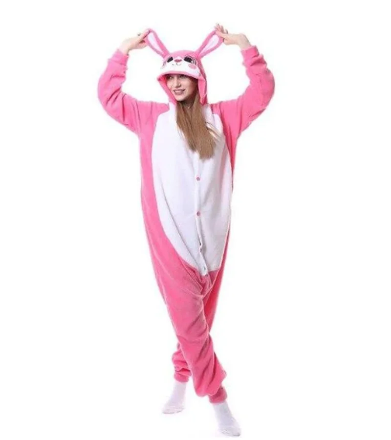 Lovely Party Pajamas Unisex Warm Sleepwear Adult Cosplay Rabbit Kigurumi Costume Homewear