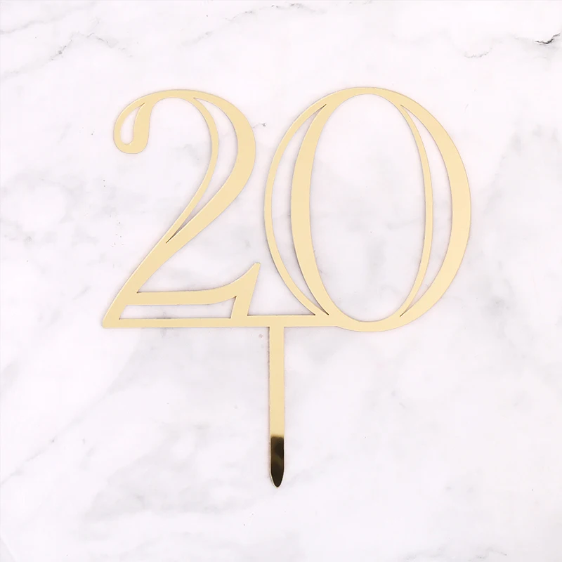18 20 30 50. Acryl-Zahlen-Kuchenaufsatz für Erwachsene und Kinder, alles Gute zum Geburtstag, Party, Kuchendekoration, Hochzeitstag, goldener Kuchenaufsatz – Detail 3