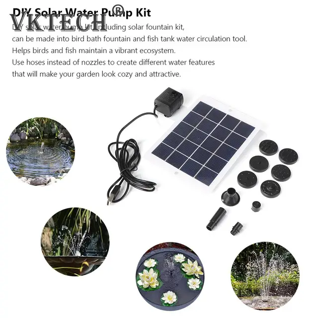5W 5 V -Os Napenergia -Szökőkút Szivattyú 9 Fúvókával -Szivattyúk Készlet Tó Víz Sprinkler Permetezőgép Madárfürdő -Kerti Medencékhez - Image 4