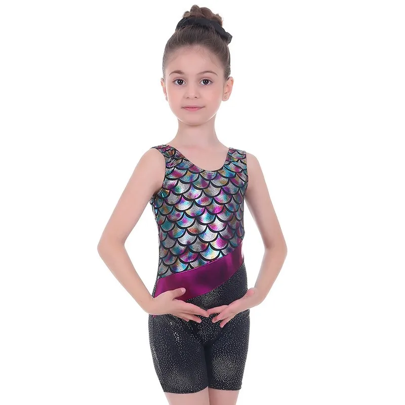 5-12 Years Old Fashion Girls Gymnastics Leotards Sizes Short Girls' Dancewear Jumpsuit