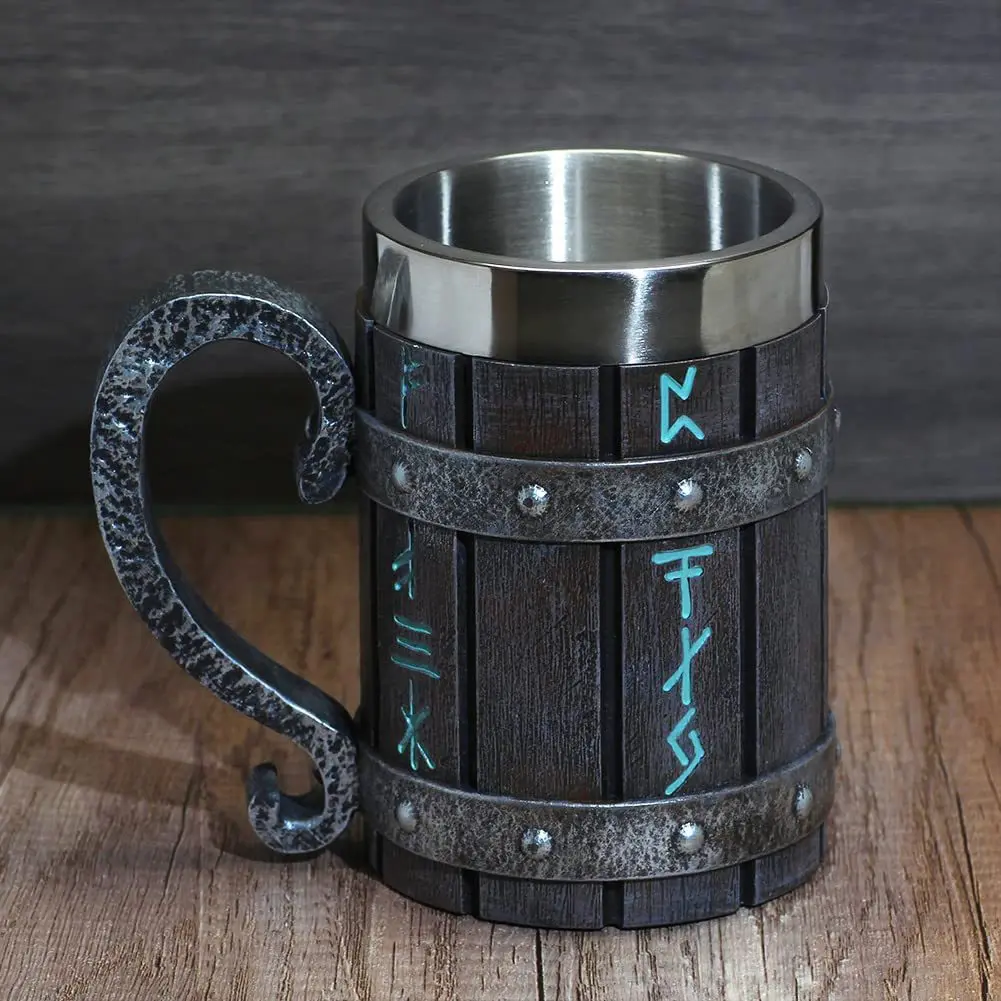 Viking Style Beer Mug Steel Stainless Steel Coffee Cup Stainless