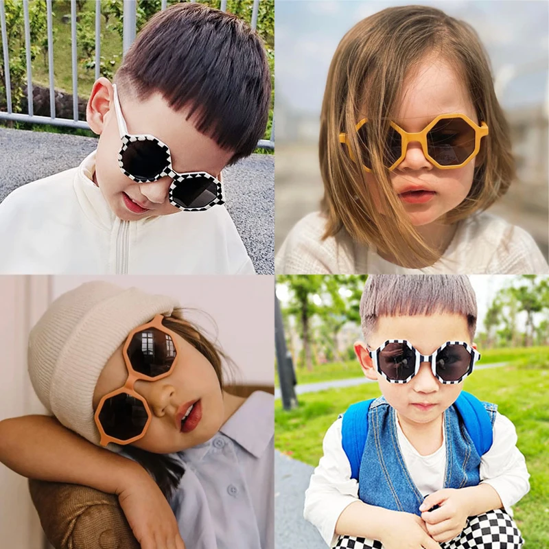 Children Cute Striped Polygon UV400 Sunglasses Baby Girls Outdoor Sun Protection Kids sunglasses children sunglasses