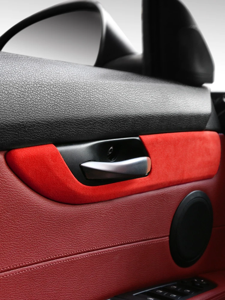 For Bmw Z4 E89 09-16 Red Alcantara Interior Door Handle Panel Decorative Sticker