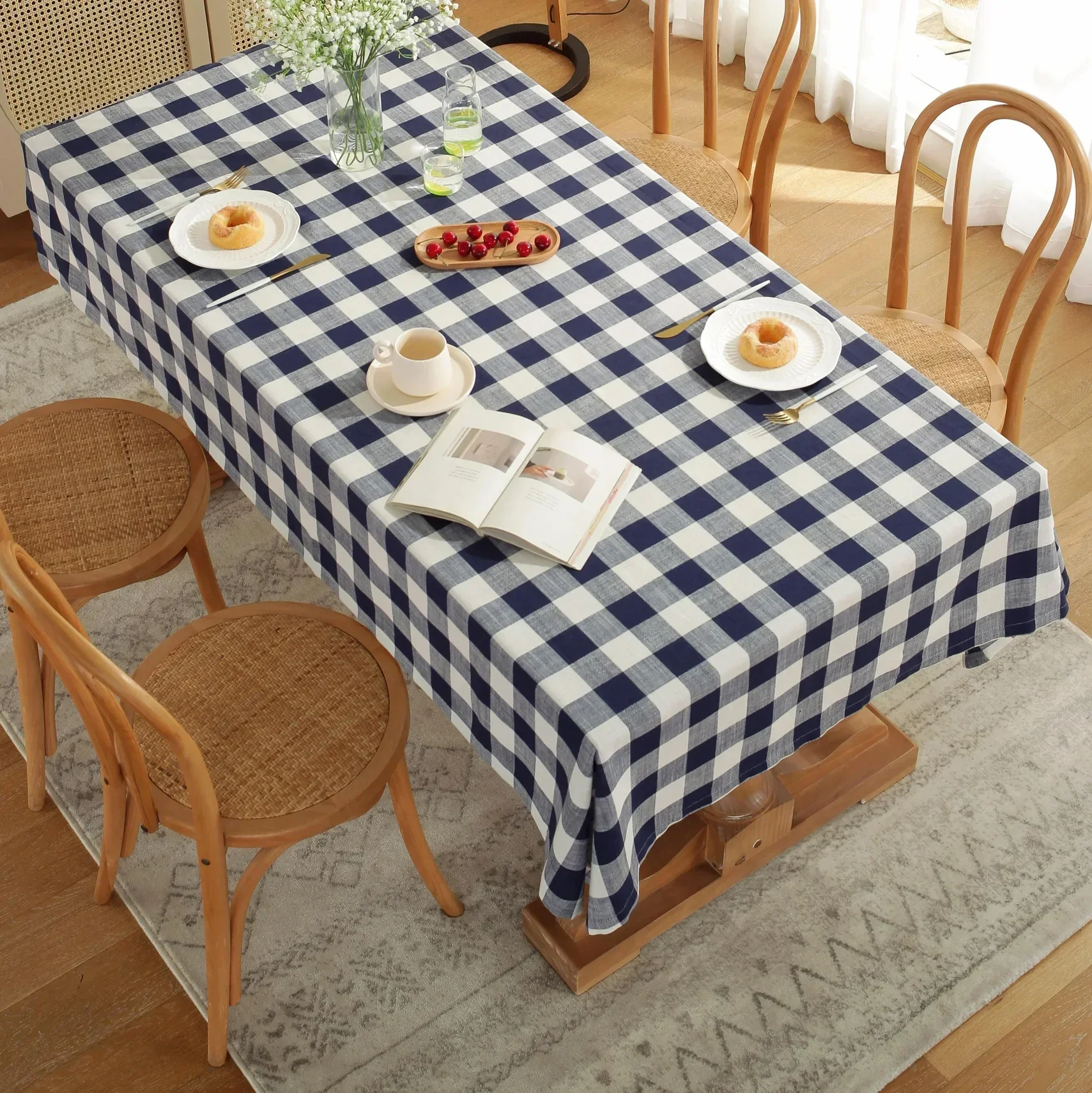 

Nordic Style Checkered Tablecloth Washless Waterproof Oil-proof and Dustproof Table Cover