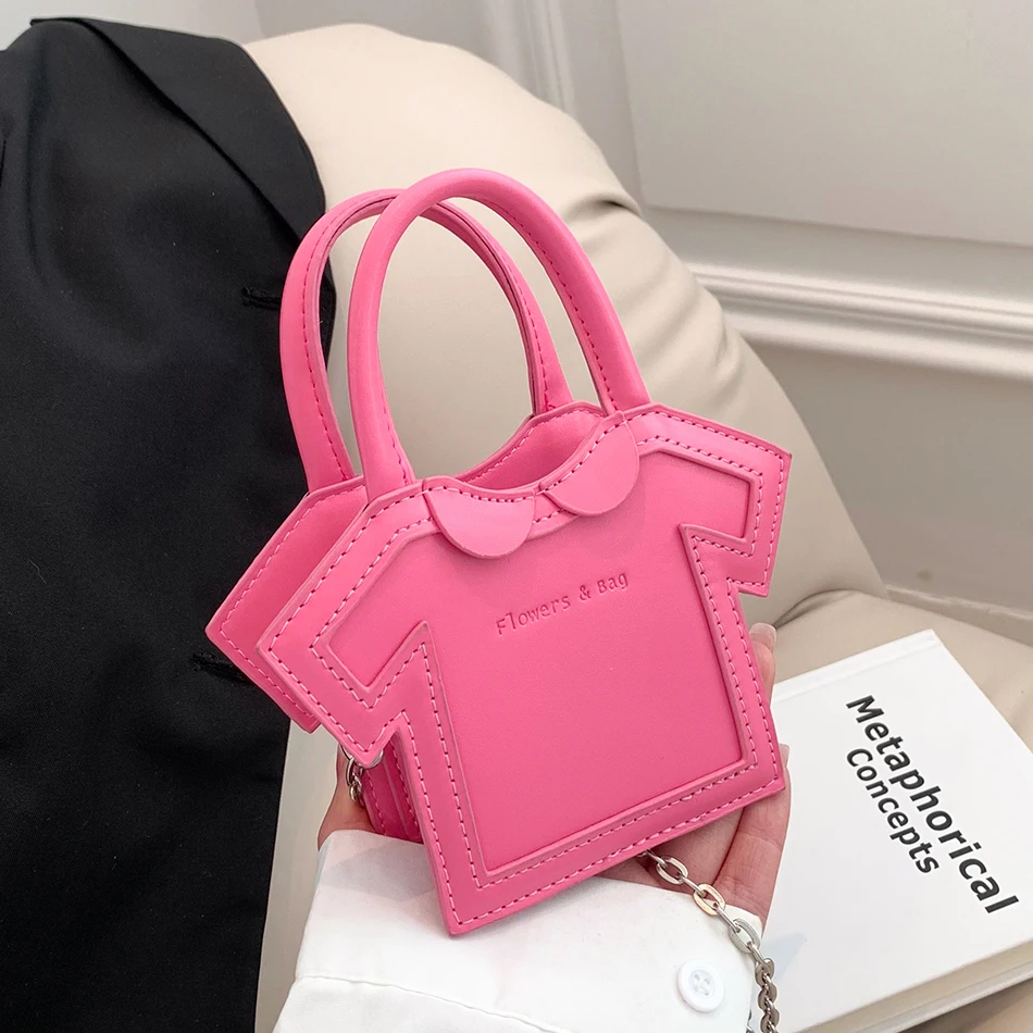 

Cute Mini T-shirt Ladies Handbags and Purses Designer Brand PU Leather Mini Shoulder Crossbody Bags for Women Fashion Kids Totes