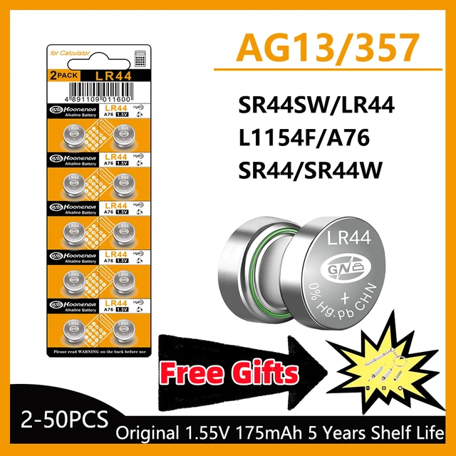 2-50pcs High Capacity AG13 LR44 Batteries L1154F SR44 A76 Premium Alkaline  Battery 1.5V Button