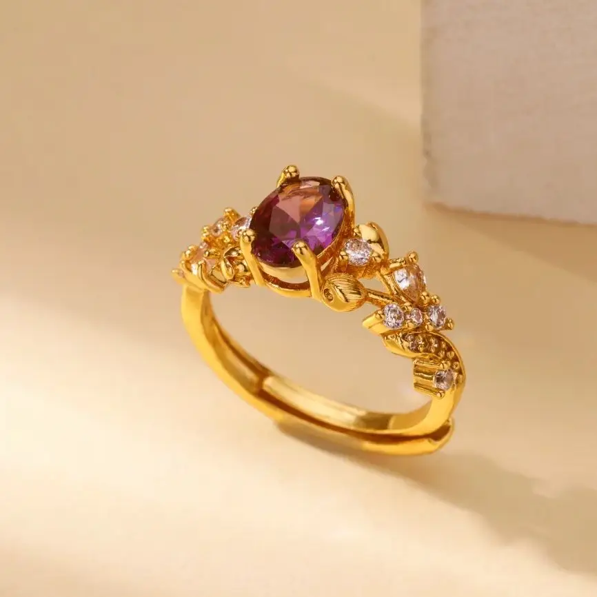 Purple Zircon Oval Rings For Women Men