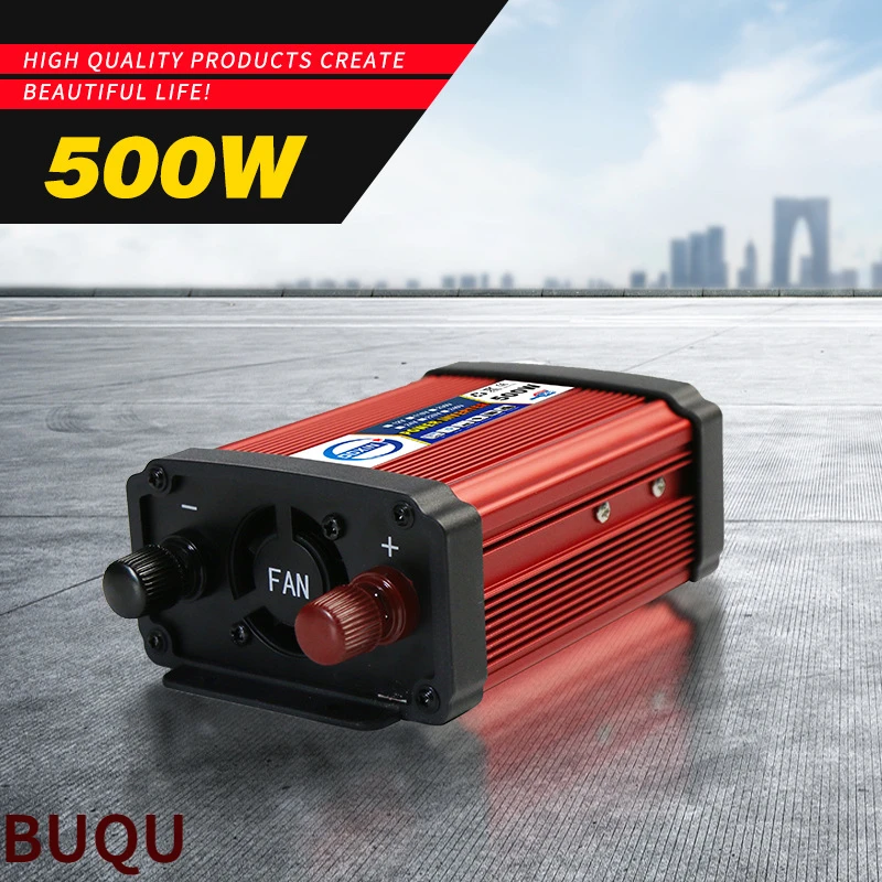 

12V/14Vtransformation110V 220V 500W DC to AC Power Converter Automatic Transformer With Dual USB Car Adapter red inverter BUQU