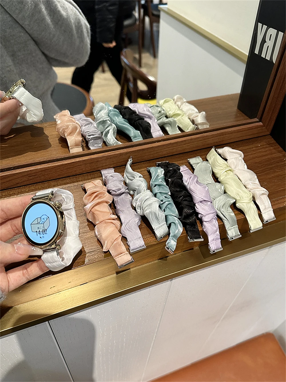 Elegant Chiffon Ribbon Scrunchie Band with Slim Bling Design