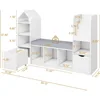 Kids Bookcase and Bookshelf with Reading Nook, Multifunctional Bookcase with 7 Storage Cubbies 2 Movable Drawers 2
