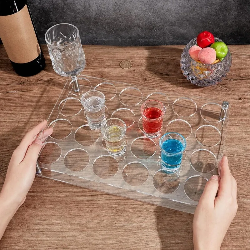 24-Hole Shot Glass Tray Holder Acrylic Wine Glass Organizer 1.77 inch Hole Shot Serving Trays Beer Wine Display Rack