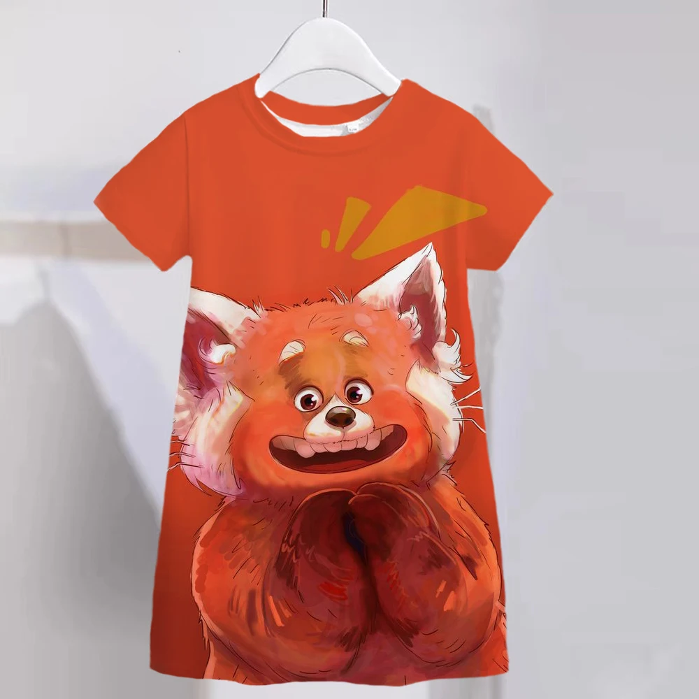 

Disney Anime Turnings Red Cartoon Animals Panda T Shirts for Kids Girls Summer Cute Cartoon Print Clothes Toddler Girl T-shirts