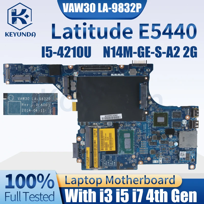 para Dell Latitude E5440 Notebook Mainboard 0p9x5m 0xu0f4 0c4f9t 0p9c5w i3 i5 I74th Gen 2g Laptop Motherboard Vaw30 La-9832p