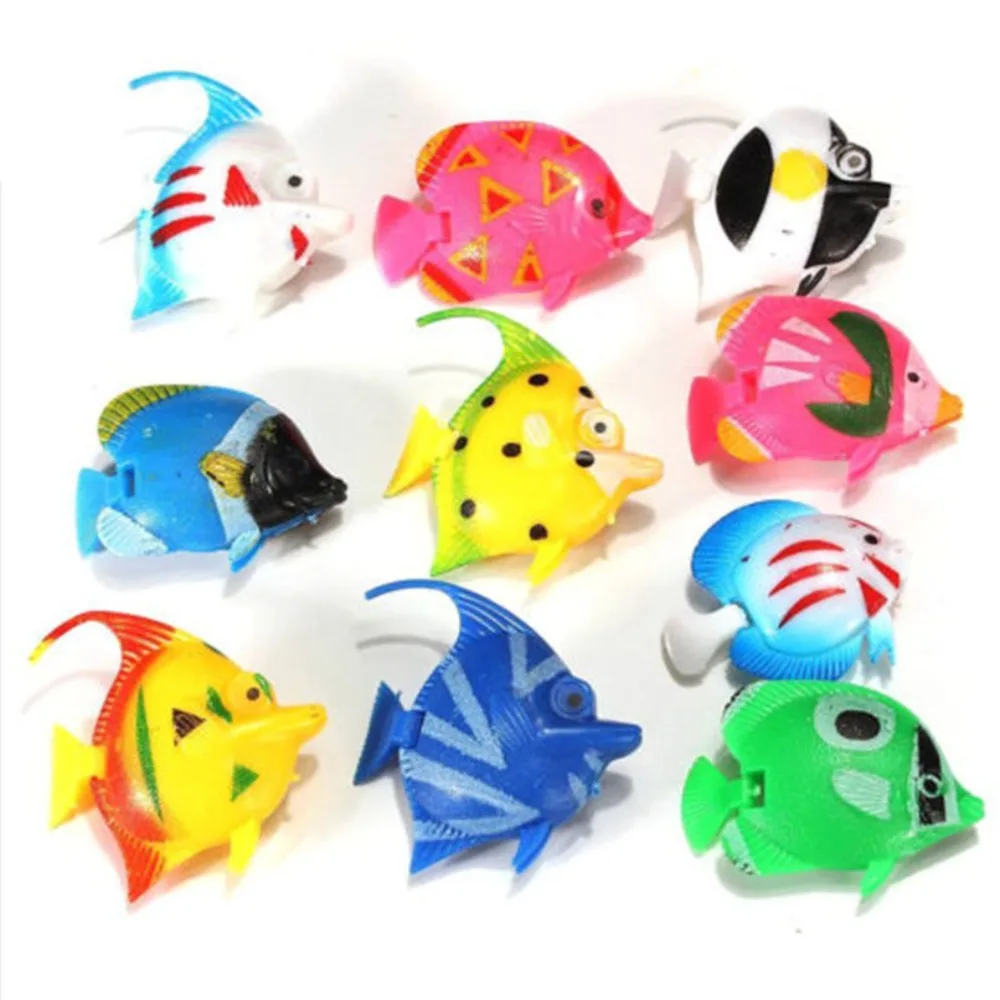 10PCS Artificial Ocean Tropical Fish Plastic Small Floating Fishes Vivid Simulated Fake Tropical Fish Fish Tank Decorations 4