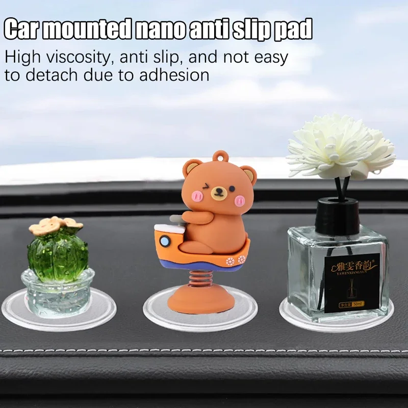 Car Anti Slip Pad 7/6/5/4cm Circular Magic PU Pad Universal Center Console Dashboard Phone Ornament Strongly Stick Anti-slip Mat car dashboard mat non slip dash mat car non slip mat non slip mat silicone anti slip pad