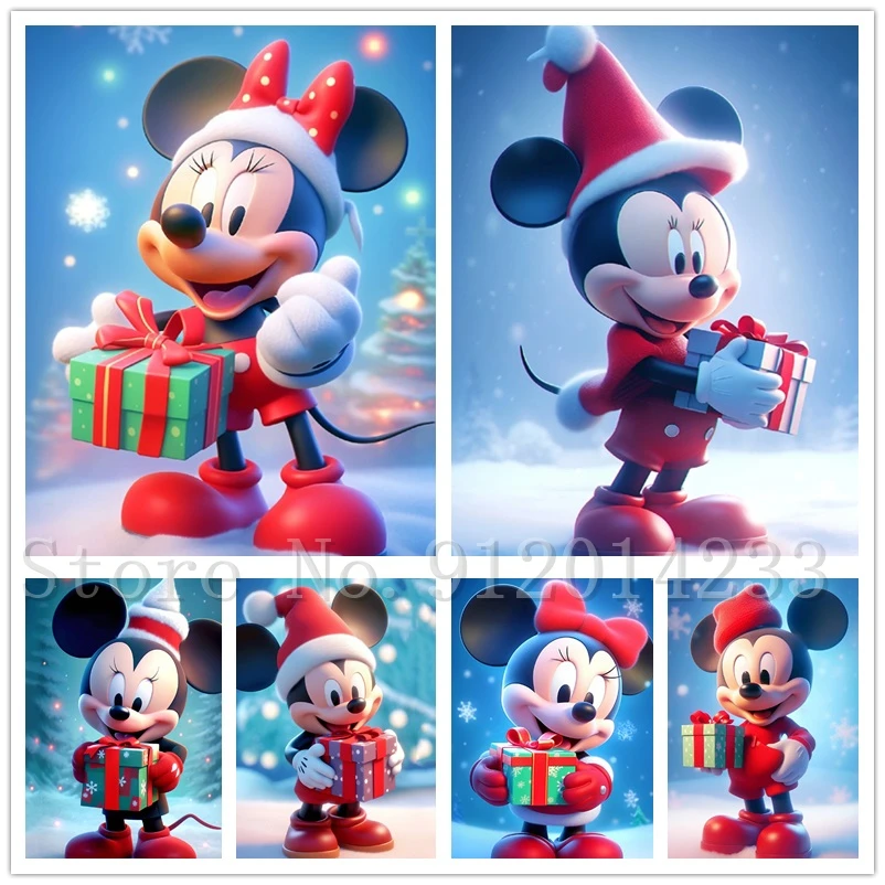 

Рождественская алмазная живопись Disney, Микки Маус, мультфильм «сделай сам», полный квадратный круглый Фотофон, Новогодний Декор для дома