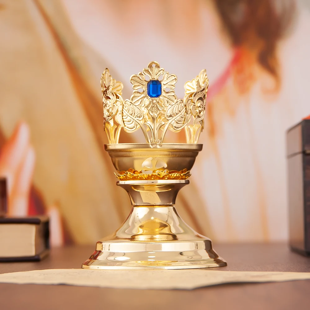 HTISOK Orthodoxer Kirchenkerzenhalter, orthodoxer Kerzenständer, heiliges Design für Gebetstahlren, Segen, religiöser Kerzenhalter – Detail 7