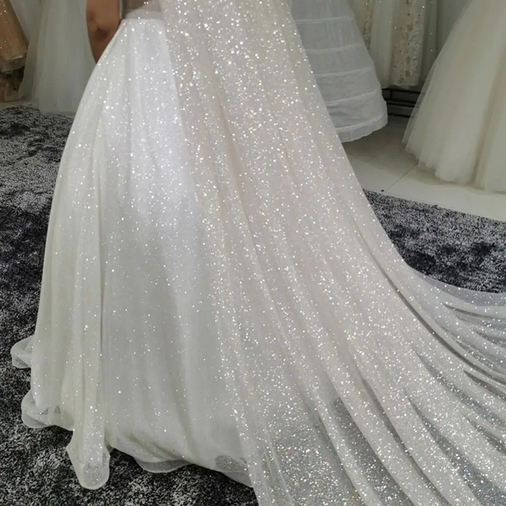 Bridal Veil Topqueen V101 Sparking Golden Cathedral Length Champagne Colored Sequins Royal Wedding Accessories