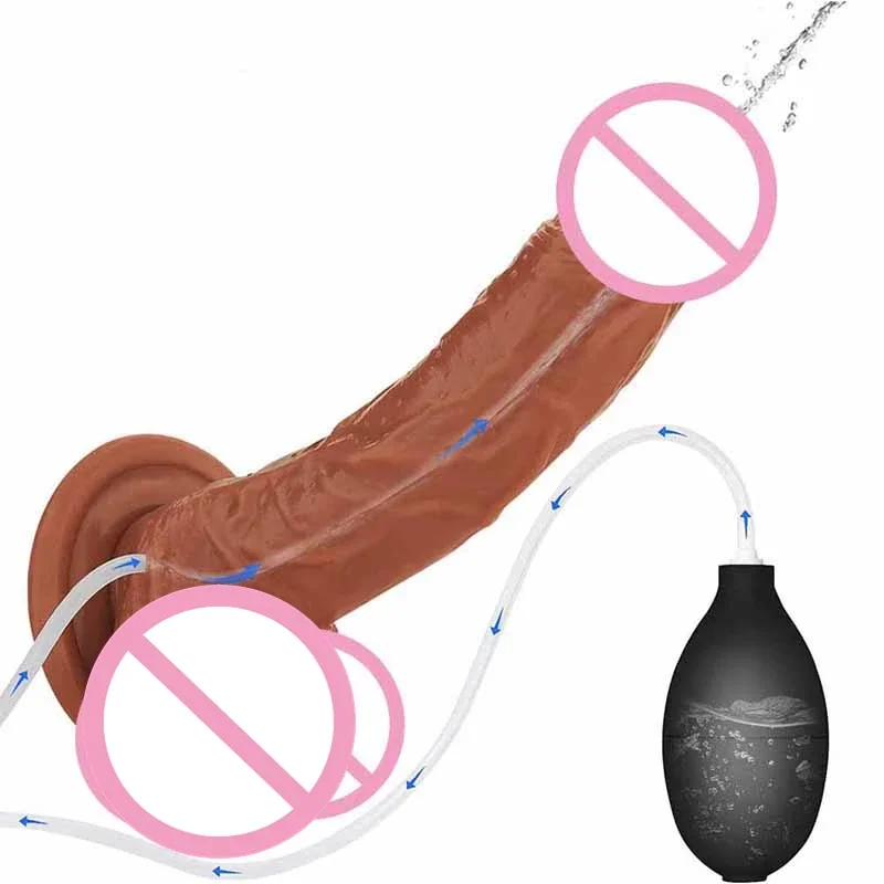 ejaculating realistic spray water penis with suction cup for women vagina massager masturbation lesbain sex toy sex toys