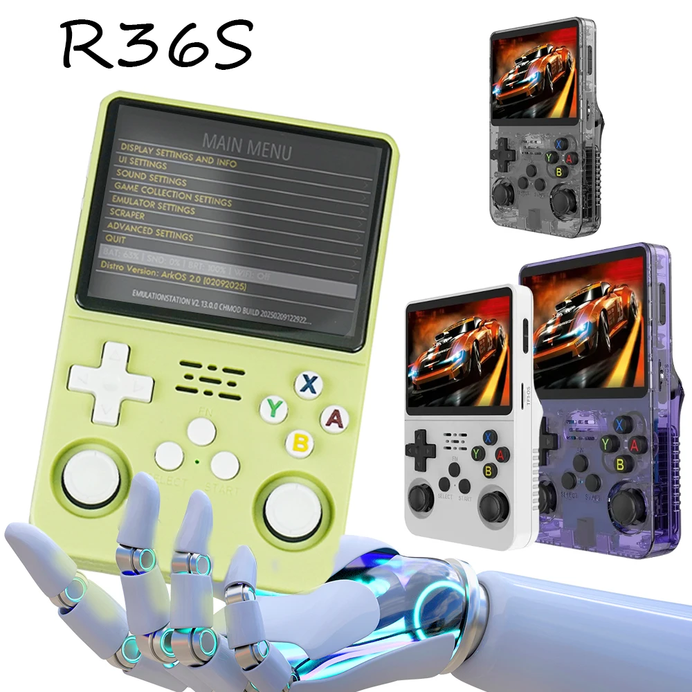 Handheld Game Console R36S 3.5Inch IPS Screen 128G Classic Retro Games Consoles Arkos System Portable Pocket Video Game Player