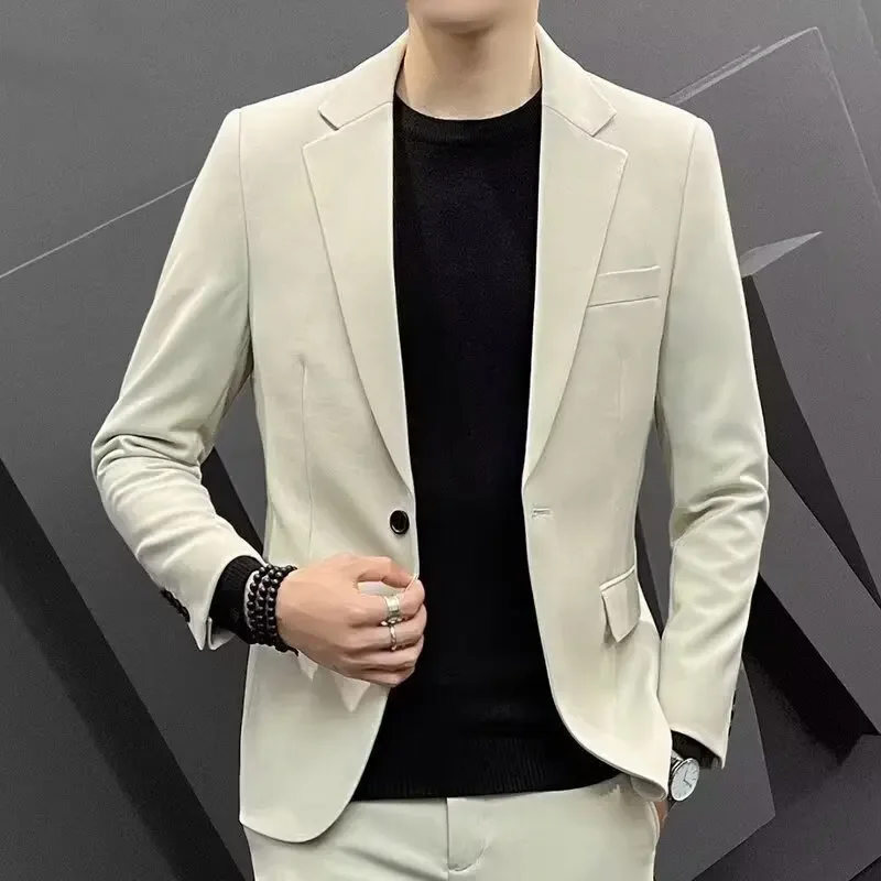 Description Picture 2 of item2024 Korean Trendy Men's Suit Top Stylish Loose-fit Hong Kong Style Jacket For Spring Autumn Versatile Casual Clothes