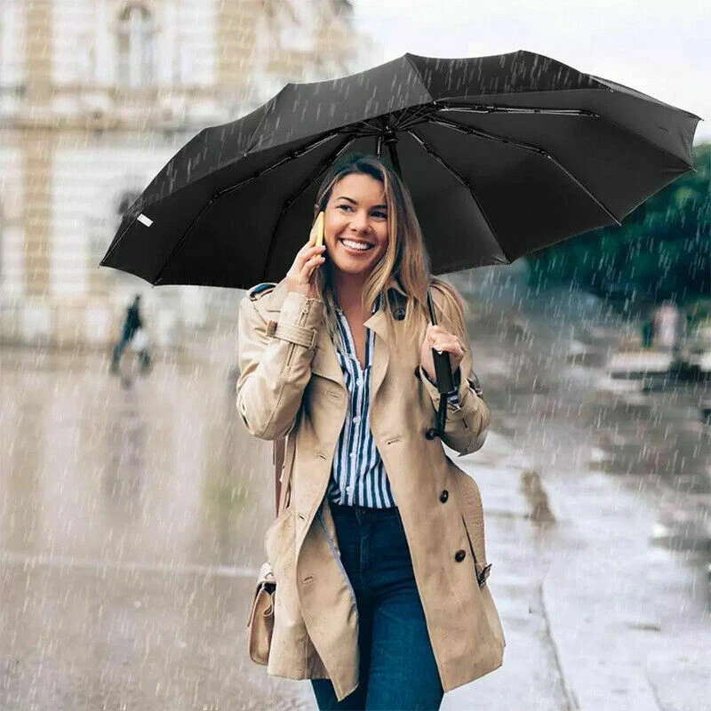 Paraguas grande de 10 varillas para hombre y mujer, sombrilla de lluvia automática, resistente al viento, de plegable, de negocios| - AliExpress