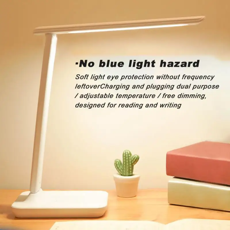 

Foldable LED Desk Lamp Rechargeable Table Lamp Touch Dimming Night Light White Light Bedside Lamp Eye Protection Reading Lamp