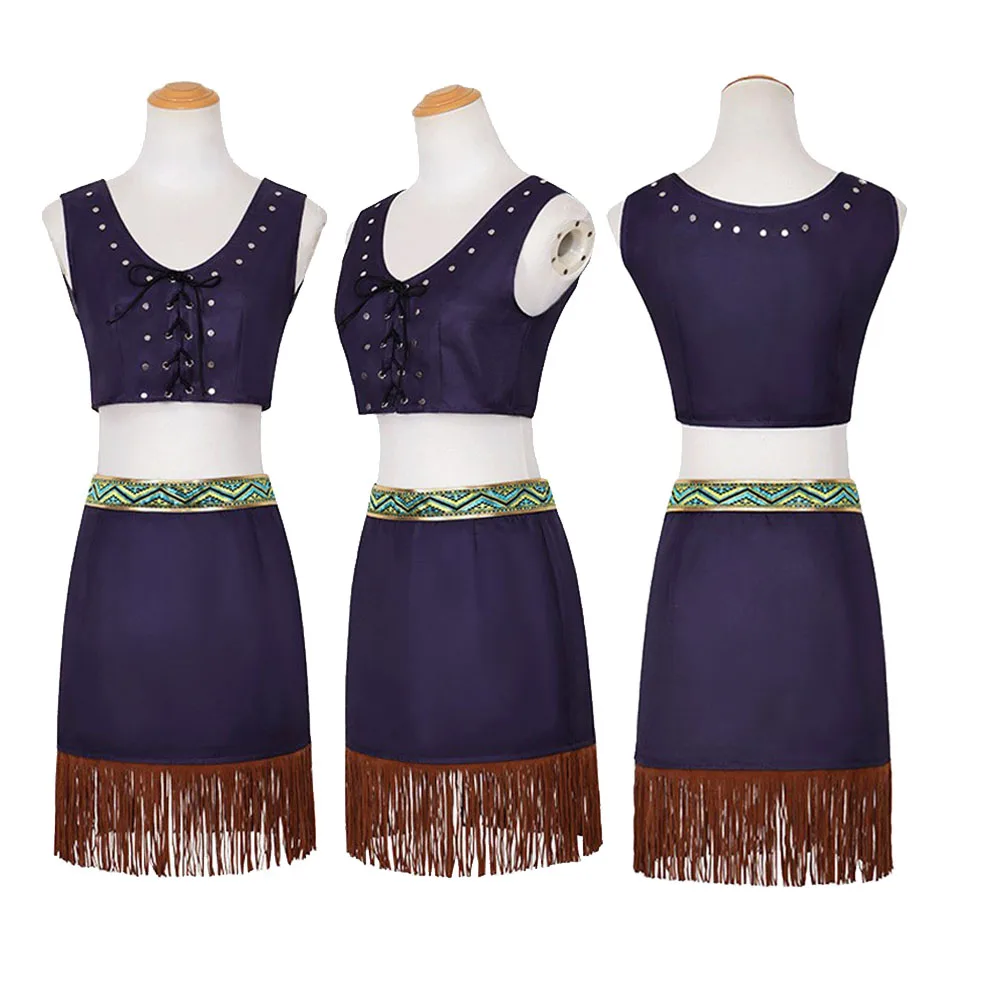 

Женский костюм Нико для косплея, летнее платье, наряды, Хэллоуин, карнавальный костюм, юбка с бантом и бахромой