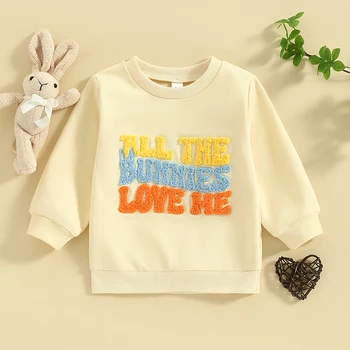 Adorable Toddler Boys Girls Hoodies Easter Outfits Soft Fleece Embroidered Sweaters Long Sleeve Children s Spring Clothing Cute 1