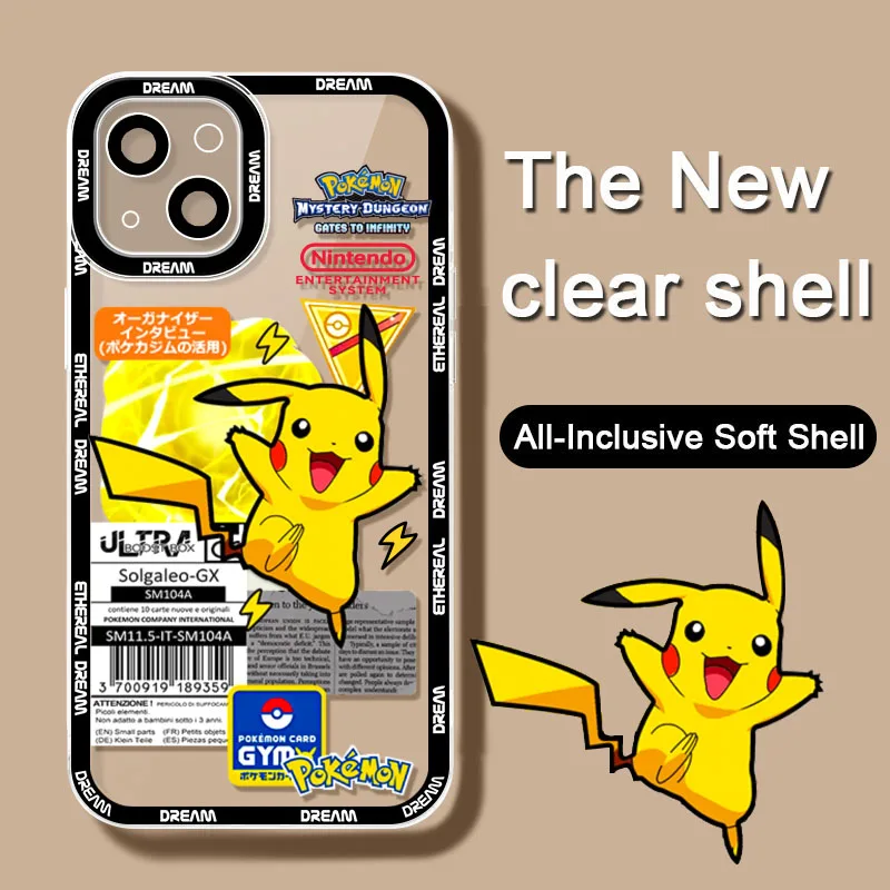 Luxury Pokemon Soft Clear Case For iPhone 15 14 11 Pro Max 13 12 Mini XR XS X 8 7 6 Plus SE 2020 Silicone Shockproof Cover Shell