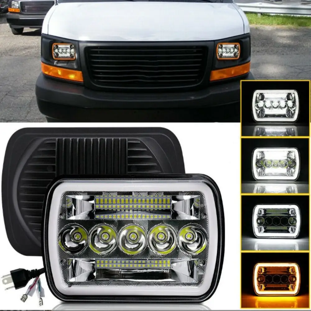 앰버 DRL LED 헤드라이트 6000K 화이트 사각 디자인 자동차 헤드램프 LED 기술 4 모델 헤드라이트 어셈블리