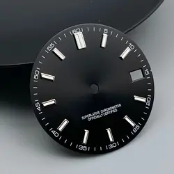 Green Luminous 28.5MM Watch Dial with Hands - NH35/NH36 Movement - Compatible Watch Accessory - NO logo (Black)