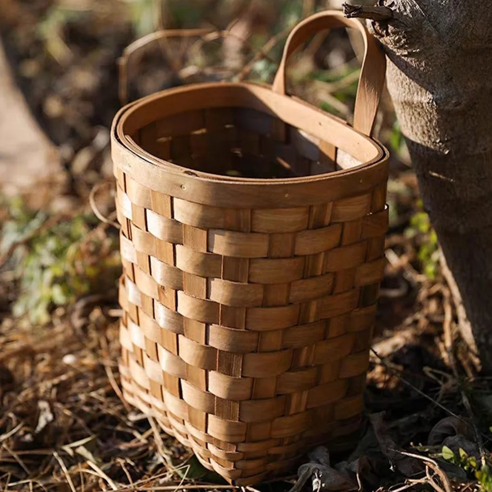 

Decor Wooden Wall Flower Basket Large Woven Baskets for Storage Grocery Small Kitchen Holder