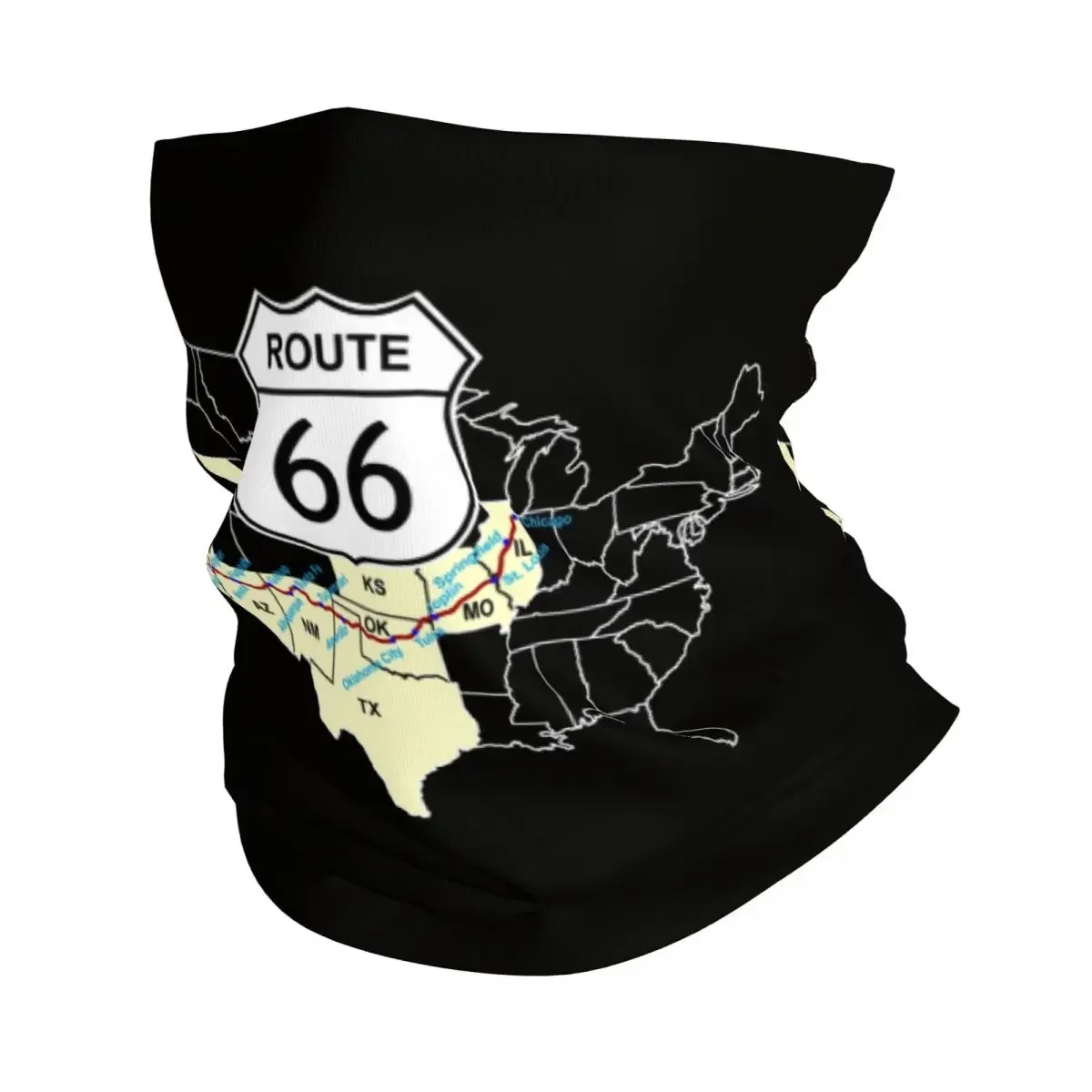 

Зимняя повязка на голову Route 66 Map, обогреватель шеи для женщин и мужчин, шарф-труба для походов, кемпинга, США, магистралей, бандана, гетры