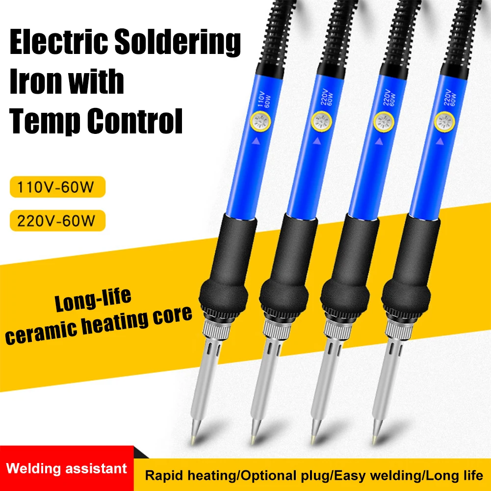 60W Electric Soldering Iron Kit 220V/110V Adjustable Temperature Control EU/US/CN Solder Tin Welding Heating Nib Repair Tool