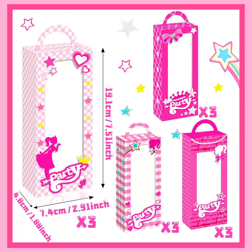 thumbnail image 2 of LaVenty 12-Pack Pink Popcorn Boxes - Let's Go Party Treat Bags For Birthday & Bridal Shower 2 of 14