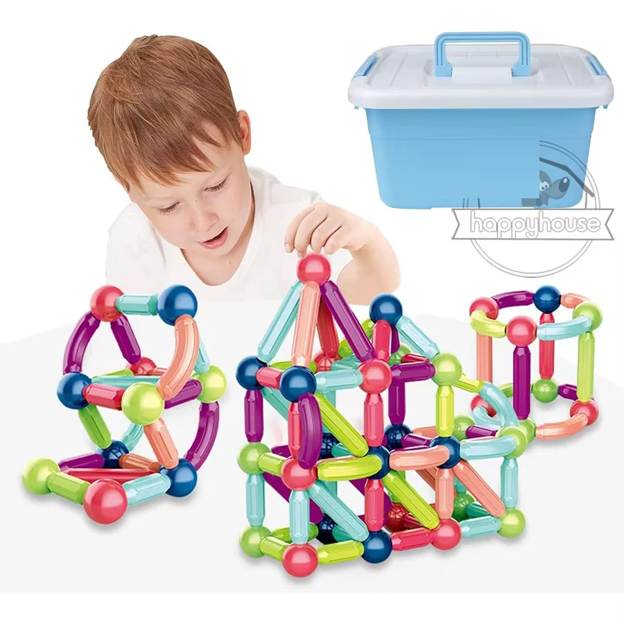Magnetic Constructor บล็อกชุดของเล่นเด็กแม่เหล็ก Stick Rod Building Blocks Montessori ของเล่นเพื่อการศึกษาเด็กสาว 1