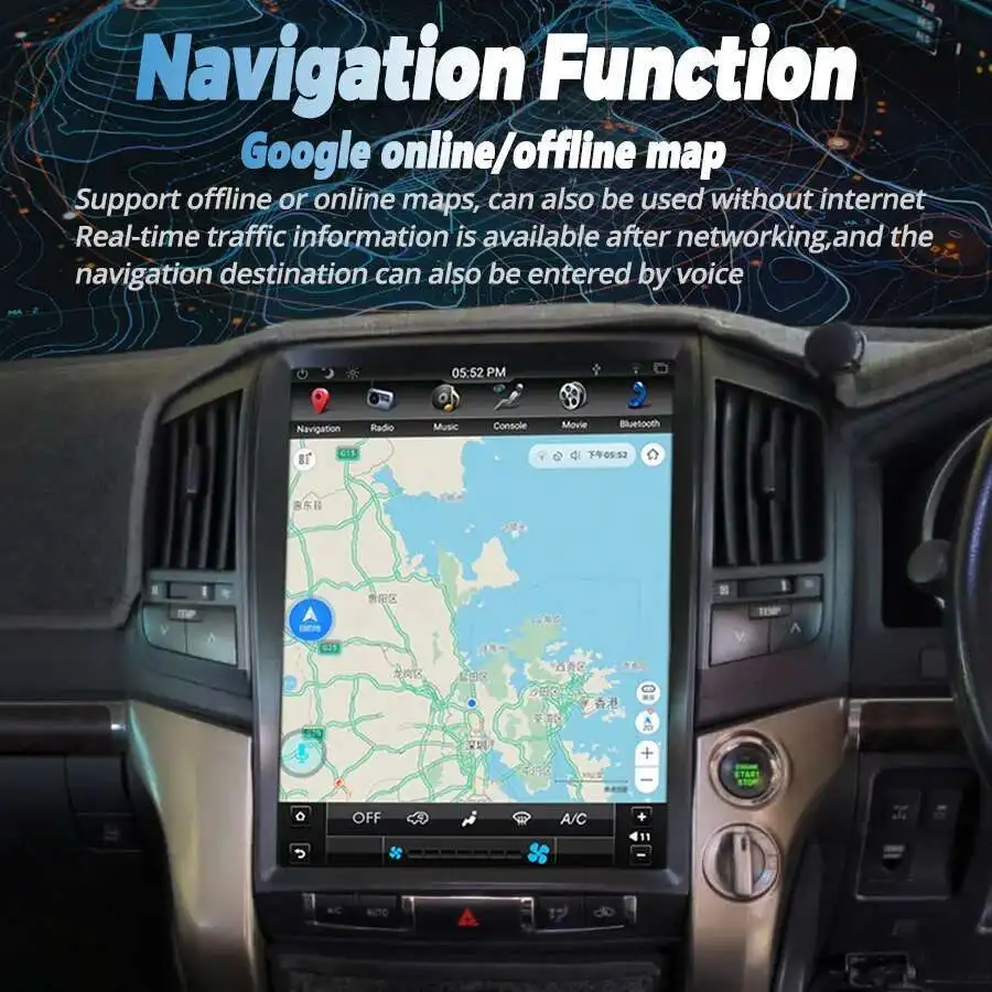 15.6 inch Android 14 Car Video Player Tesla Radio For Toyota Land Cruiser 200 LC