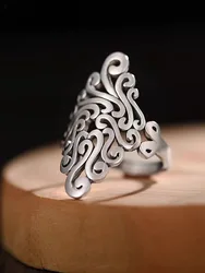 Sterling Silver Vintage Oval Minimalist Women's Ring - Elegant Party Jewelry Gift (As picture)