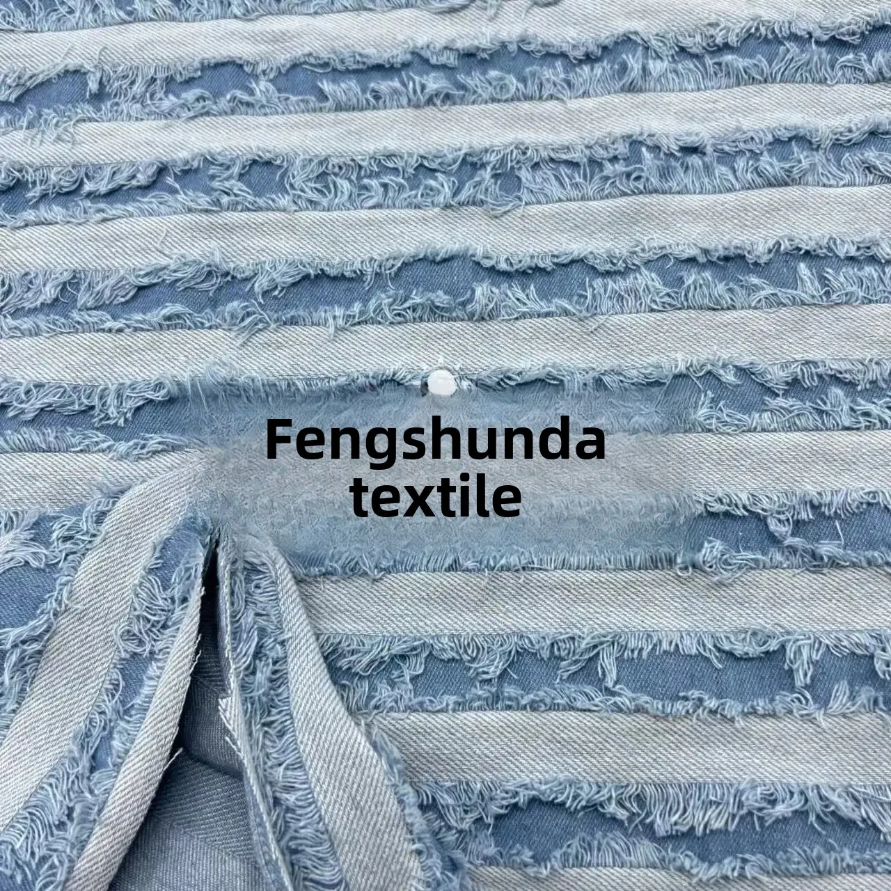Washed Denim Fabric with Scissors Cut Flowers for Clothes Such as Pants Coats Skirts And Bags Chinese Origin Clothing Material