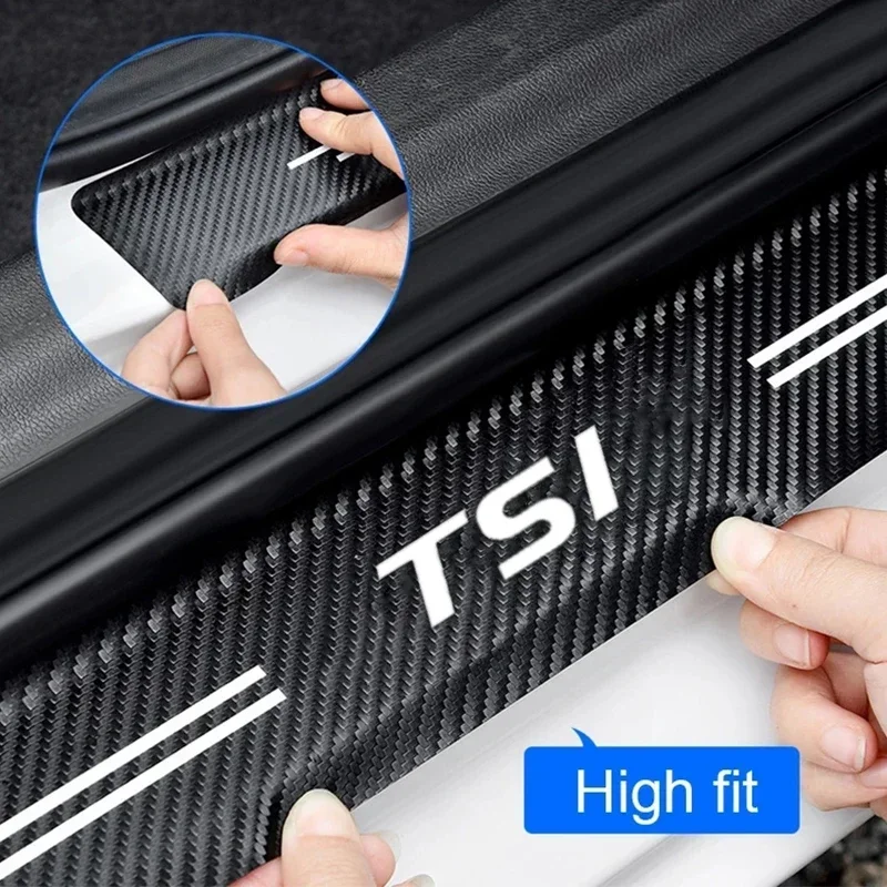 폭스바겐 VW TSI 배지 2022 2021 2020 트렁크 엣지 범퍼 스크래치 방지 스트립용 자동차 도어실 프로텍터 스티커