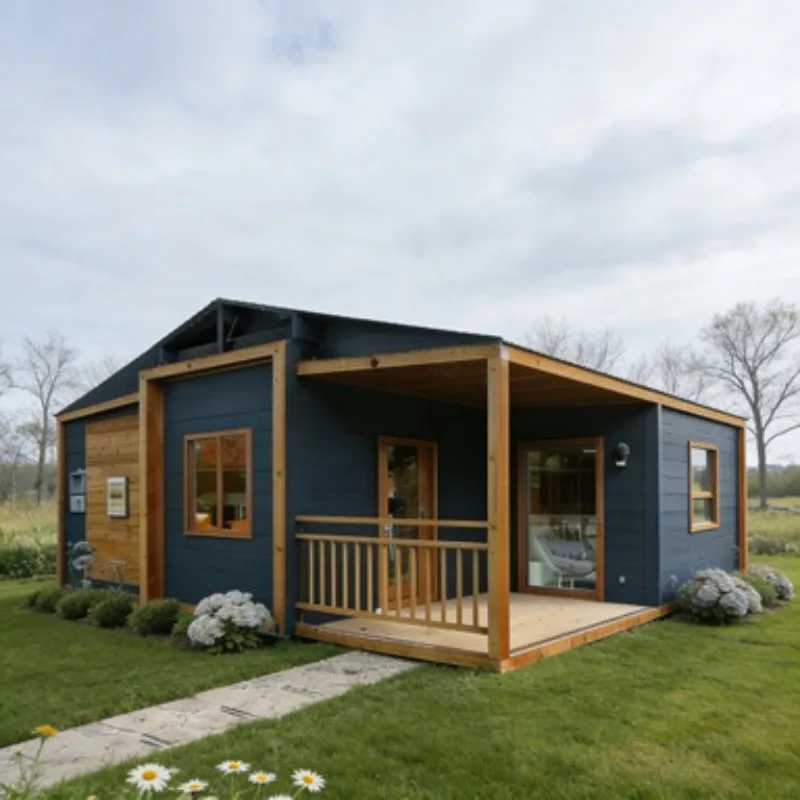 บ้านสำเร็จรูปจากตู้คอนเทนเนอร์ แบบพับได้สองปีก บ้านเคลื่อนที่แบบโมดูล ขายตรงจากโรงงาน ราคาถูก ปรับแต่งได้ 1