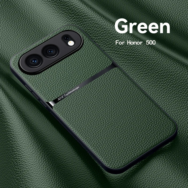 Premium Luxury Magnetic Leather Car Holder Case - Silicone Protective Back Cover