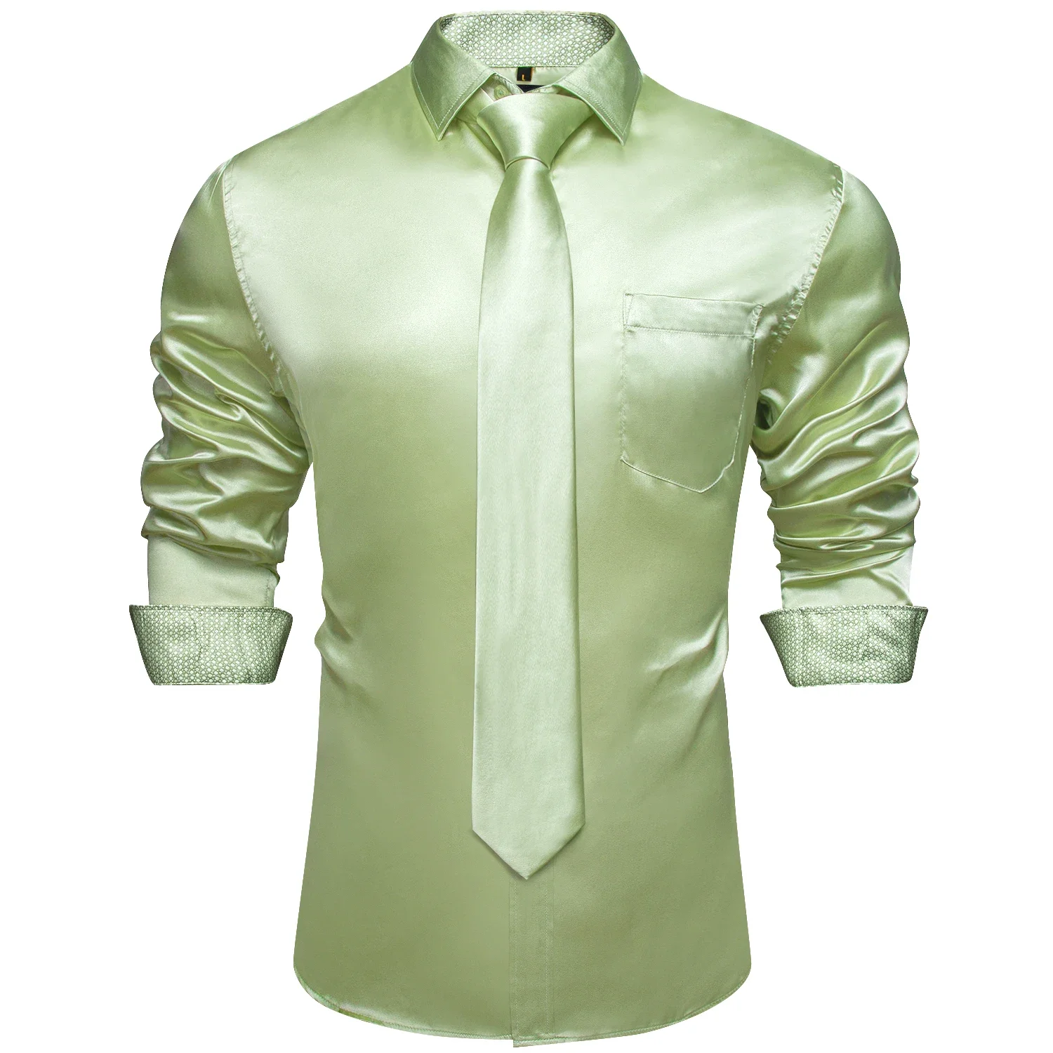 Men's Purple Satin Luxury Dress Shirts Silk Smooth Soild Wedding Party Social Tuxedo Prom Shirt Long Sleeve Top Casual Men Cloth